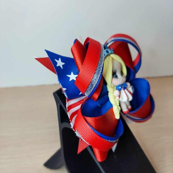 Little Miss Liberty Bow – Handmade 4th of July Hair Accessory - Picture 3 of 3